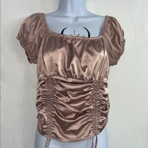 Elegant Satin Ruched Top - Baby Pink